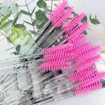 50 stücke Wimpern Pinsel Kristall Diamant Griff Make-Up Pinsel Mascara Zauberstäbe Lash Verlängerung Liefert Applikator Spooler Make-Up-Tool
