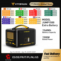 VTOMAN Jump 1500 Batteria extra 1548 Wh, batteria di backup LiFePO4 (LFP) Jump 1000 e Jump 1500X e Jump 1800 Potenza