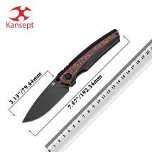 Kansept Klappmesser K2109 Raven CPM 20CV+Titanium mit CF-Inlay Black Bird Blades Design Taktische Taschenmesser HuntingEDC