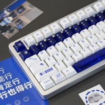 Minimalist White Blue keycaps Cherry Profile PBT PC keycaps Original Geometry keycaps For MX Cherry Mechanical keyboard