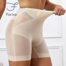 Flarixa Pantaloncini a vita alta senza cuciture Mutandine per le donne Controllo della pancia Sollevamento dell'anca Pantaloni di sicurezza in seta di ghiaccio Intimo Boyshorts Boxer