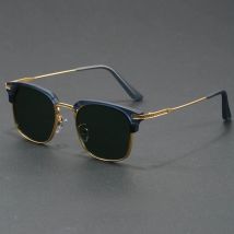 Neue Mode Halbrahmen Sonnenbrille Personalisierte Retro Rechteckiges Design Schwarz Grau Brille Objektiv Anti-uv-Sonnenbrille
