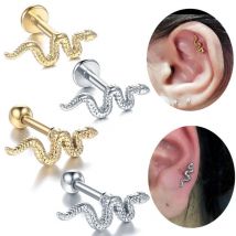 16G Piercing Surgical Steel Earrings Snake Labret Pircing Punk Tragus Helix Jewelry Conch Lobe Pircing Body Jewelry for Women