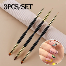 Lulaa 3 pcs Nagel Zeichenstift Dual End Nail Art Stift Pinsel Acryl runde flache Malerei Zeichnung Liner Nagel Werkzeuge zu Hause verwenden