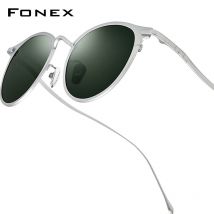 FONEX Sonnenbrille aus reinem Titan für Herren, Markendesign, Vintage, rund, polarisiert, für Damen,