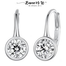 Bamoer U 0,5 CT Moissanit-Ohrschnallen, minimalistische Lünette, Creolen, Labordiamant, Original für Frauen, luxuriöse Hochzeitsgeschenke