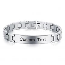 Punk Benutzerdefinierte TEXT Name Männer Edelstahl Armband Für Frauen 21 cm Uhr Band Glatte Gravieren Logo Id Armbänder Geschenk schmuck