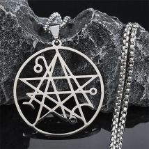 Necronomicon Edelstahl Halskette Männer Satan Anhänger LOVECRAFT CTHULHU patch satan PIN schmuck bijoux homme N7136S03