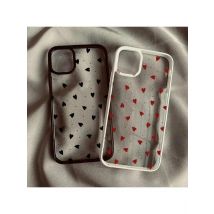 Fashion Pink Little Love Heart Phone Case For iPhone 16 15 14 Pro Max 13 12 11 XR XS MAX X 7 8 Plus SE2 Cute Black Clear Cover