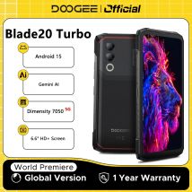DOOGEE Blade20 Turbo 5G Telefono robusto Android 15 Gemini Al Smartphone 6.6 ''HD + 8 + 24GB 256GB AI Doppia fotocamera 10300mAh Batteria NFC