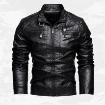 PU Leder Jacke Männer Herbst Winter Motorräder Faux Leder Mäntel Mode Männlichen Stehkragen Moto Biker Vintage Casual Outwear