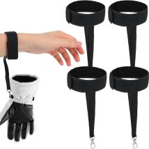 4pcs Skiing Glove Safety Straps Durable Sport Elastic Glove Leash Straps with Keychains Practical Accessory for Skiing Snowboard