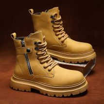 Herren stiefel 2024 Herbst dicke Sohlen Reiß verschluss Schnürung koreanische Gürtels chnalle Höhe Erhöhung des Komforts High Top britische Sports tiefel