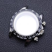 39.3mm VK63 Silvery/Gold Men's Watches Steel Case FIT VK63 Movement Case Watch Accessories Watch Parts Fits 20mm Strap Watch Box
