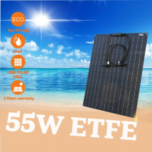 Pannello Solare ETFE 55W 110W 12V Flessibile Monocristallino, Kit Sistema Batteria Solare per Campeggio, Barca, Camper