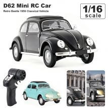 Coche teledirigido clásico a escala completa D62mini, coche de Control remoto Retro Beetle 1/16, vehículo de escalada, modelo de simulación, juguete para niños