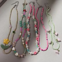 Boho colorato piccolo seme di perline tessuto collana di fiori per le donne fatto a mano breve collare girocollo collo 2023 accessori di gioielli di moda