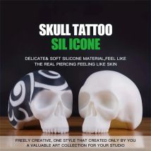 Silikon Schädel Tattoo Sil Icone Praxis Tattoo Liefert Make-Up Zubehör Schönheit 3D Kopf Blank Stickerei Tattoo für Künstler