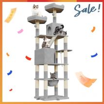 Tiragraffi per gatti Oak & Tea XXL da 208 cm con amaca per la casa e tiragraffi Topping Safe per gatti di grandi dimensioni