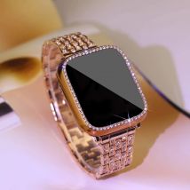 Metallarmband für Apple Watch Band 40 mm 44 mm 41 mm 45 mm 42 mm 46 mm Damen-Diamant-Edelstahl-Gliederarmband iWatch 10 9 8 7 6 SE
