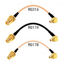 Estensione antenna WiFI SMA femmina dado jack a spina maschio MMCX adattatore cavo a spirale ad angolo retto RG174 RG178 RG316