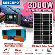 Komplettes Solarstrom-Kit mit 3000 W Wechselrichter, Panels und 30 A-Controller für erneuerbare Energie, netzunabhängige Energie und Notstromversorgung