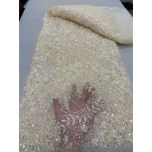 Afrikanischer nigerianischer Pailletten-Stickerei-Tüll-Spitzenstoff, hochwertige Perlen, Stein, Ballkleider, Nähen, 5 Yards, JY415 2025