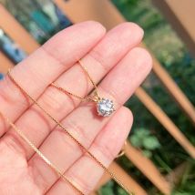 IOGOU 1 Carat D Color Moissanite Diamond Pendant Necklace Real 925 Sterling Silver Simulated Engagement Moissanite Necklace Gift