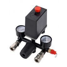 4 Port Air Compressor 220v All Black Bracket With Switch Manifold Pressure Regulator Aluminum Alloy Safety Pressure Valve