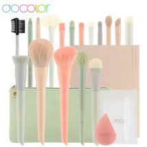 Docolor 17pcs Make-up Pinsel Set Lidschatten Rouge Puder Blending Foundation Kosmetik pinsel mit Make-up Schwämme und Tasche