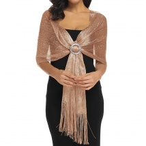 Funkelnde metallische Schals runde Schnalle Quaste wickelt Schal für Abend party Damen modische Party Glitzer Schals 160*50cm