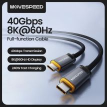 MOVESPEED T01 Tipo C Cavo di ricarica rapida 240W 40Gbps USB 4 Cavo dati 8K @ 60Hz Adattatore compatibile Thunderbolt per MacBook Laptop