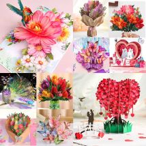 3D-Pop-Up-Grußkarte, romantische Liebesblumen, Schmetterlingsstrauß, handgefertigte Überraschungskarte, Jahrestag, Geburtstag, Valentinstag, Geschenk