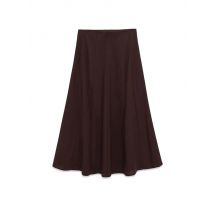 Women's High Waist Brown Pleated Midi Skirt with Side Zipper Female Skirts for Elegant Fashion