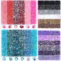 DUCRYSTAl 24Grid 3/4/5mm Harz Strass Set Flatback Mehrfarbig Mixsize Harz Stein Kleber auf DIY Dekoration Nägel Handwerk