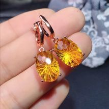 MeiBaPJ Natural Brazil Citrine Gemstone Simple orecchini pendenti orecchini di moda in argento 925 reali gioielli con ciondoli fini per le donne