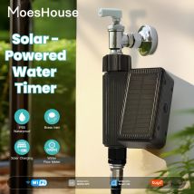 MoesHouse Tuya US WiFi Solar Power Wasser Timer Meter IP65 Wasserdichte Messing Einlass Mit Boden Temperatur Feuchtigkeit Sensor Detektor