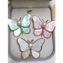 ZHBORUINI 2024 New Real Natural Freshwater Pearl Brooch Imitation Shell Butterfly Brooch Pins Corsage Pearl Jewelry For Women