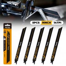 TOLESA 5 Stück 225 mm Schwermetall-Säbelsägeblätter Bimetall-Säbelsägeblätter 14 TPI für Metallrohr Blechbewehrung