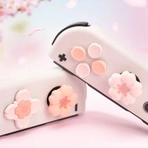 Rosa Sakura Silicone Morbido D-pad Pulsante Croce ABXY Chiave Adesivo Custodia in Pelle per Interruttore 2/NS Oled Joy-con Thumb Stick Grip Cap Cover