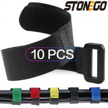 STONEGO 10 Stück wiederverwendbare Befestigungs-Kabel-Organizer-Kabelbinder-Management, verstellbare Mehrzweck-Kabelbinder aus Nylon mit Klettverschluss