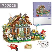 Bauernhof Baustein Set DIY Land Windmühle Kabine Modell Kleine Partikel Zusammengebaute Ornamente Erwachsene und Kinder Spielzeug Geschenke