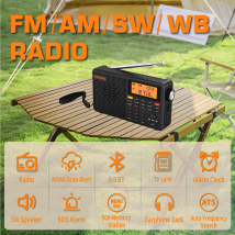 XHDATA D-109WB AM FM Stereo SW MW LW Sveglia digitale Radio portatile con batteria ricaricabile USB-C e previsioni del tempo