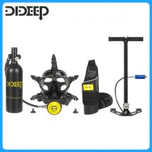 DIDEEP 1-Liter-Mini-Tauchflaschen-Set, bis zu 15–20 Minuten Unterwasser-Tauchflasche mit HD-Vollgesichtsmaske, tragbare Lungenausrüstung