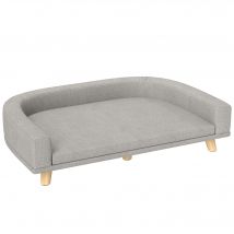 PawHut Sofá para Perros Grandes con Cojín Lavable 98x67x25 cm Gris