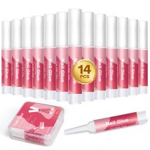 14PCS Colla per unghie per premere sulle unghie per punte delle unghie Colla per unghie acrilica Colla per unghie super resistente a lunga durata per salone di unghie