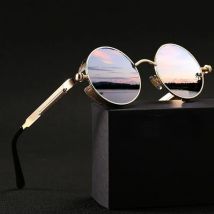 Klasyczne okulary przeciwsłoneczne Steampunk dla mężczyzn i kobiet Retro okrągłe okulary przeciwsłoneczne z metalową ramką
