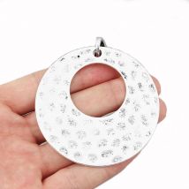 3PCS Tibetan Silver Large Open Hammered Round Rings Charms Pendants for Boho Necklace DIY Jewelry Making Finding 68mm