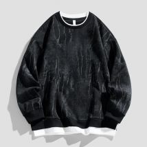 TFETTERS Marke O Neck Sweatshirts Männer 2025, Herbst Winter Unregelmäßigen Druck Gefälschte Zwei Stücke Sweatshirts Herren Langarm Mode