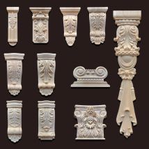 Retro Vintage Holz geschnitzt Onlay Applikation Zimmermann Rahmen Aufkleber Möbel Dekoration Holz Handwerk dekorative Tür Blumen Ornament